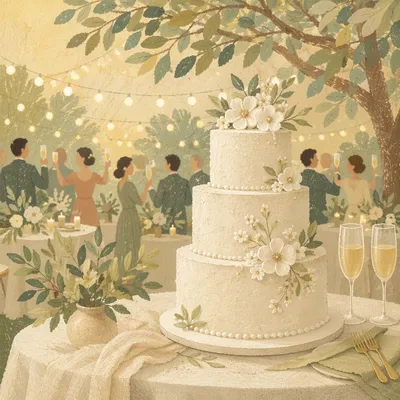 Elegant Three Tier Wedding Cake Garden Reception