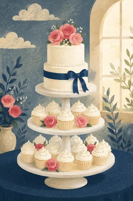 Elegant White Wedding Cake Dessert Display