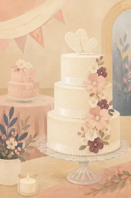 Elegant Three Tier White Wedding Cake