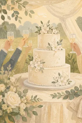 Elegant Three-Tier White Wedding Cake Celebration