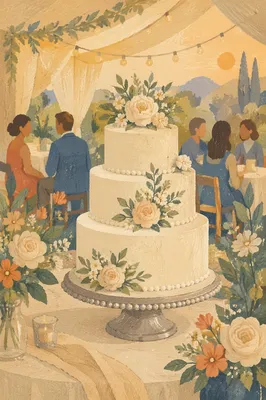 Elegant Three-Tier White Wedding Cake