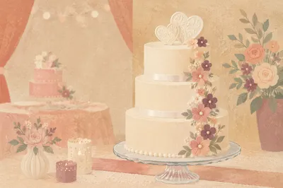 Elegant Three Tier White Wedding Cake