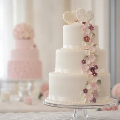 Elegant Three Tier White Wedding Cake