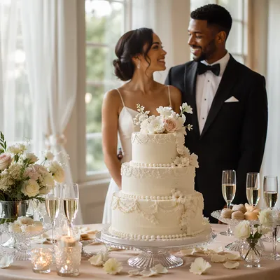 Elegant Three Tier Wedding Cake Display