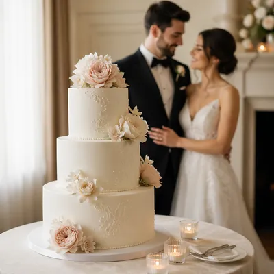 Elegant Three Tier Wedding Cake Display