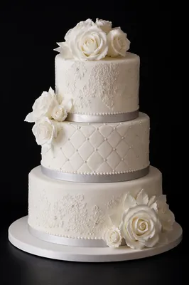 Elegant Three Tier White Wedding Cake