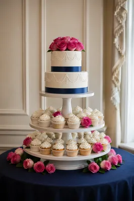 Elegant White Wedding Cake Dessert Display