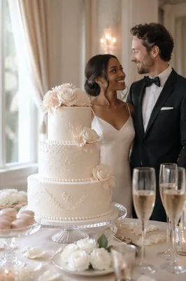 Elegant Three-Tier Wedding Cake Display