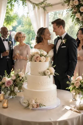 Elegant Three Tier Wedding Cake Display
