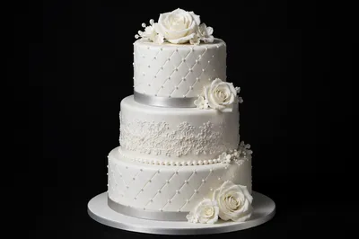 Elegant Three-Tier White Wedding Cake
