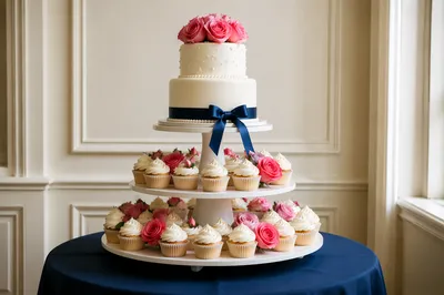 Elegant White Wedding Cake Dessert Display