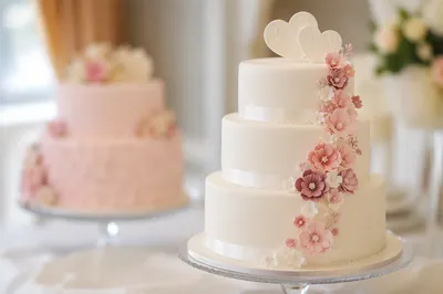 Elegant Three Tier White Wedding Cake