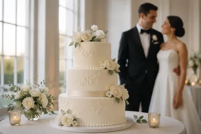 Elegant Three Tier Wedding Cake Display