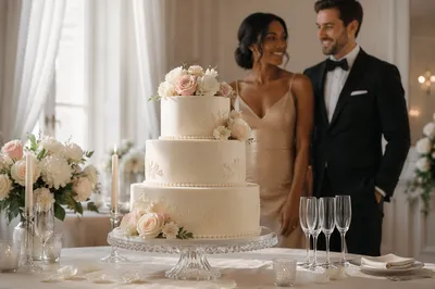 Elegant Three Tier Wedding Cake Display