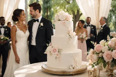 Elegant Three Tier Wedding Cake Display
