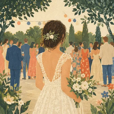 Romantic Outdoor Garden Wedding Ceremony Scene