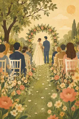 Outdoor Garden Wedding Ceremony with Floral Arch