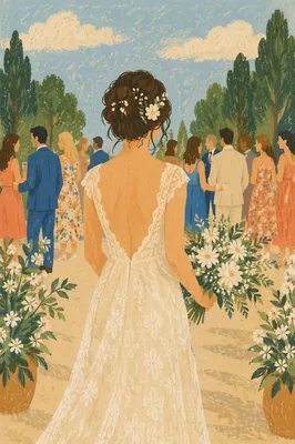 Outdoor Garden Wedding Ceremony with Floral Bouquet