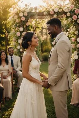 Outdoor Garden Wedding Ceremony at Golden Hour
