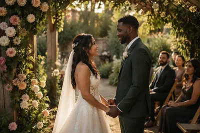 Romantic Garden Wedding Ceremony at Golden Hour