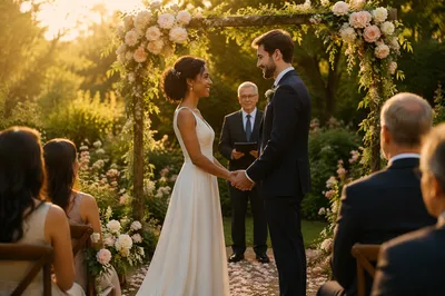 Outdoor Wedding Ceremony in Flower Garden