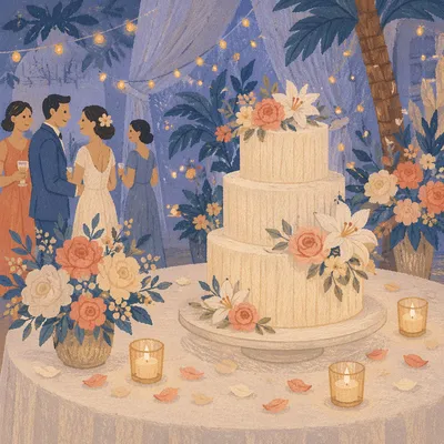 Romantic Wedding Dessert Table With Candles
