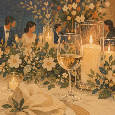 Romantic Wedding Reception Candlelit Table Setting