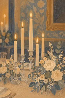 Romantic Wedding Reception Candles and Flowers