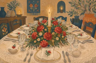 Elegant Wedding Reception Table with Candlelight