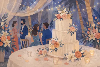 Romantic Wedding Dessert Table With Candlelight