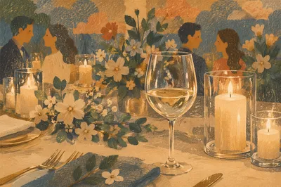 Romantic Wedding Reception Candlelit Table Setting