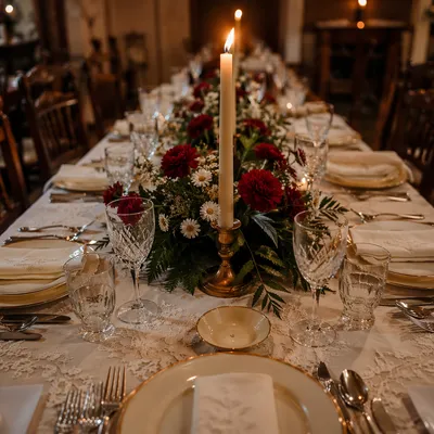 Elegant Wedding Reception Table with Candles