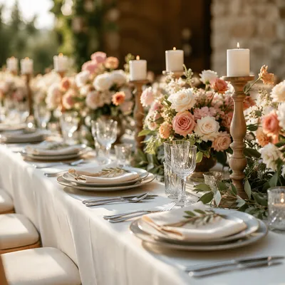 Elegant Wedding Reception Table with Candles
