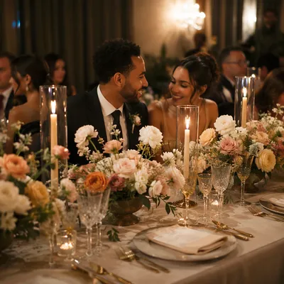 Elegant Wedding Reception Table with Candles