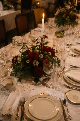 Elegant Wedding Reception Table with Candlelight