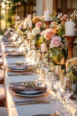 Elegant Wedding Reception Table with Candles