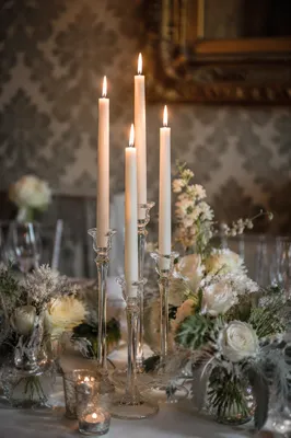 Elegant Wedding Reception Candlelit Floral Centerpiece