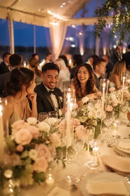 Elegant Wedding Reception Table with Candles