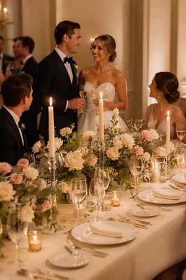 Elegant Wedding Reception Table with Candles