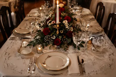 Elegant Wedding Reception Table with Candlelight