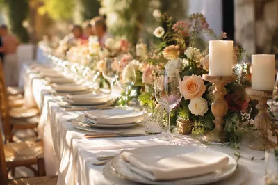 Elegant Wedding Reception Table with Candles