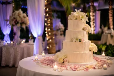 Romantic Wedding Dessert Table With Candlelight