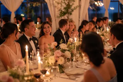 Elegant Wedding Dinner Table with Candles