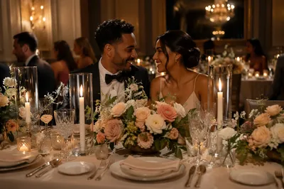 Elegant Wedding Reception Table with Candles