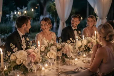 Elegant Wedding Dinner Table with Candles