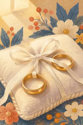 Gold Wedding Rings on Satin Pillow