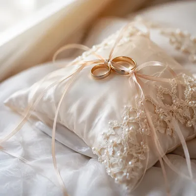 Gold Wedding Rings on Satin Pillow