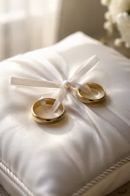 Gold Wedding Rings on Satin Pillow
