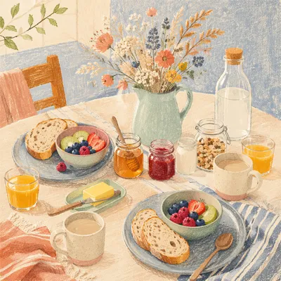 Sunlit Weekend Brunch Table for Two
