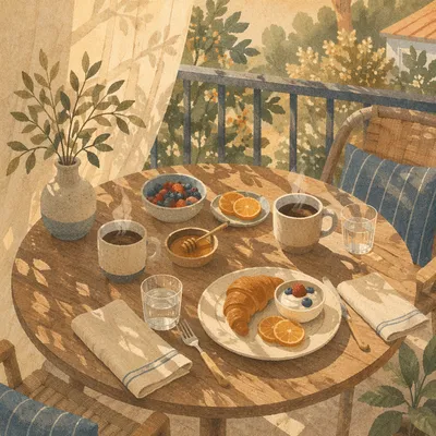 Sunlit Weekend Brunch Table for Two